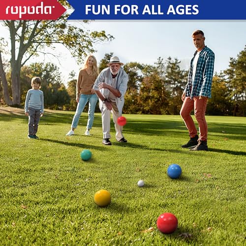 ropoda 90mm Bocce Ball Set, Lighter Bocce Ball for Beginners with 8 Balls, Pallino, Case and Measuring Rope for Backyard/Beach/Lawn, Composite Plastic for Kids Teens Beginners - size: 90mm