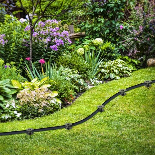Chumia 6 Pieces 10 Inch Garden Hose Guide Spike, Zinc Coated Rustproof Heavy Duty Metal Stake with Top, Keeps Garden Hose out of Flower Beds, Guard for Yard Plant Protection (Black) - color: Black