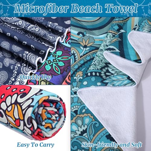 Mixweer 8 Packs Microfiber Beach Towel Bulk 60 x 28 Inch Sand Free Travel Large Microfiber Pool Swim Multi Style Beach Towel Blanket for Adult on Vacation Accessories(Bohemian Style) - style: Bohemian Style