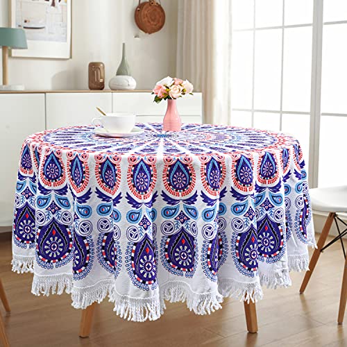 Benefeet Sox Beach Towel Large Round Mandala Pool Towels Tassels Microfiber Quick Dry Beach Blanket Throw Bohemian Roundie Swim Pool Circle Towel, 59 Inches - color: Multi Mandala, Purple Blue White