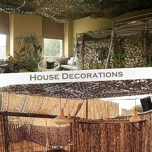 Camo Netting Camouflage Netting 6.5ft×10ft,10ft×10ft, 20ft×20ft,with Mesh Backing, Hunting Blind Nets, Sunshade Canopy, Army Tarp Fence Net for Party Decoration, Photograph and Car Cover - color: Dry Grass, size: 10ftx20ft