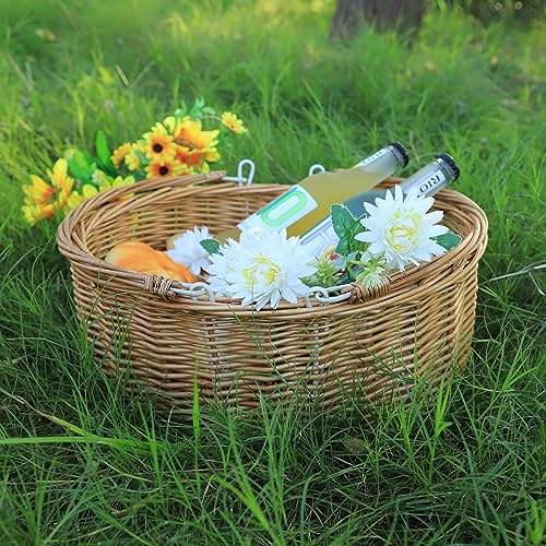 Wicker Picnic Baskets with Handles.Kingwillow. (Natural) - color: Natural