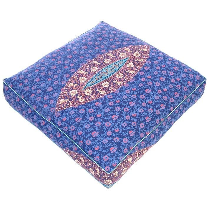 35" Large Oversized Green Blue Floor Pillow Cover Pouf Meditation Cushion Seating Mandala Square Hippie Colorful Decorative Bohemian Accent Boho Chic dog bed Indian Handmade COVER ONLY