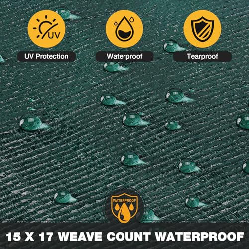 Winpull Tarp 10x12 Feet 16 Mil Heavy Duty Waterproof Tarp, Large Multipurpose Cover with Brass Grommets and Reinforced Edges, UV Resistant Thick Poly Tarps for Outdoor Camping Tent Pool Car, Green - color: Green/Brown-16mil, size: 10' x 12'