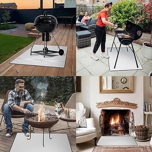 UBeesize 48x40 Grill Mats for Outdoor Grill, Under Grill Mat with 4-Layer Heat-Resistant, Non-Stick, Oil-Proof, Waterproof Outdoor Grill Mat for Charcoal or Gas Grills, Reusable.