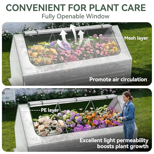 Lineware Raised Garden Bed with Self-Watering System, 8x4x1 ft Elevated Planter Boxes Outdoor with PE Cover, Galvanized Raised Beds for Gardening,Vegetables,Flowers, Backyard, Patio - size: 8x4x1 ft