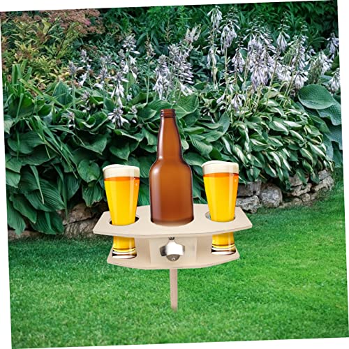 1pc Detachable Outdoor Wine Stake Rack Simple Ground Insert Beer Holder for Picnics and Camping Khaki Wooden Design Easy Assembly and Relocation Fits Bottle