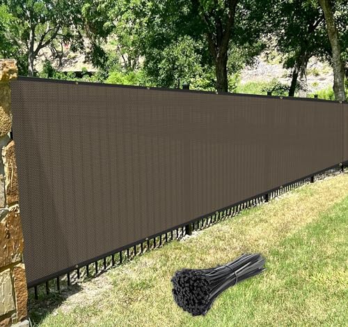 Windscreen4less Privacy Fence Screen Heavy Duty Windscreen Fencing Mesh Fabric Shade Net Cover with Brass Grommtes for Outdoor Wall Garden Yard Pool Deck, 8'x10' Brown