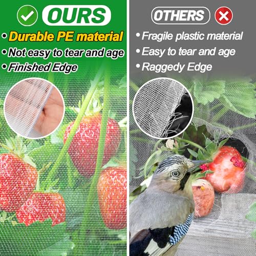 10x20ft Large Garden Netting - Ultra Fine Mesh Plant Covers to Keep Small Animals Pest Out, Bird Barrier for Protecting Vegetables Fruits Flowers Raised Beds (Without Support Pole) - size: 10 x 20 ft