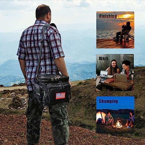 ATRIPACK Lunch Box for Men, Tactical Lunch Bag MOLLE Webbing Leakproof Insulated Large Lunch Cooler Women Adult Meal with Adjustable Shoulder Strap Durable Lunch Pail (Camo-Black) - color: Camo-Black, size: Medium