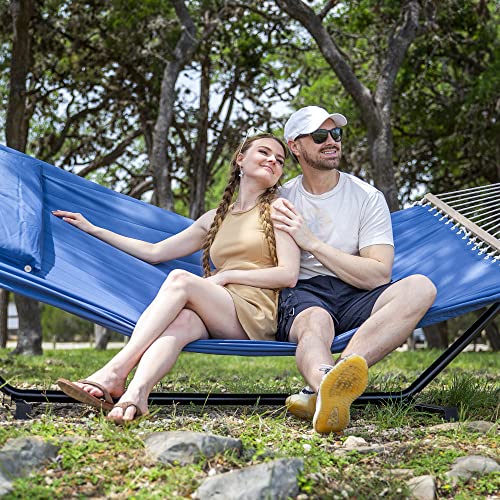 SUNCREAT Extra Large Hammocks for Outside, Heavy Duty Hammocks with Stands Included, Navy - color: Navy, size: 12 ft Stand