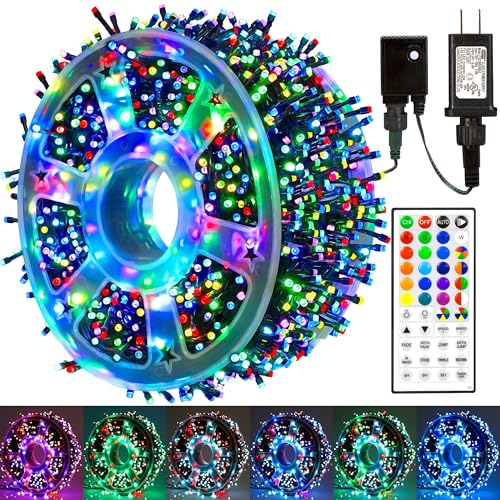 164 FT 500 LED Christmas String Lights, Waterproof RGB String Lights with Remote Control& Timer Function, 24 Colors Changing Fairy Lights for Indoor Outdoor Room Wall Christmas Tree Party Decoration - color: RGB (Red, Green, Blue), size: 164FT