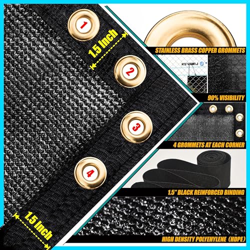 ShadeMart 4' x 12' Fence Privacy Screen Black Heavy Duty 170 GSM Fencing Mesh Shade Net with Grommets & Zip Ties, 90% Blockage Fence Screen for Balcony Yard Garden (We Customize Size) - color: Black, size: 0 4' x 1 2'