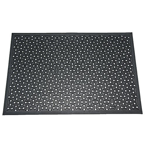 Rubber-Cal "Dura-Scraper Drainage Commercial Door Mat - 3/8 in x 3 ft x 4 ft - Black Rubber Doormat - size: 3' x 4' (Rectangular)