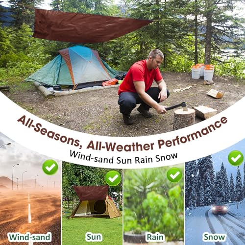 Heavy Duty Double-Sided Waterproof Poly Tarp 6x8 Feet 12mil Thick Polyethylene Tarps, Perfect for Outdoor Use, Plastic Cover & Mat for Tent Camping Storage Boat Bikes Vehicles, 2 Pack - color: Darkbrown-12 Mil, size: 6' x 8' 2psc