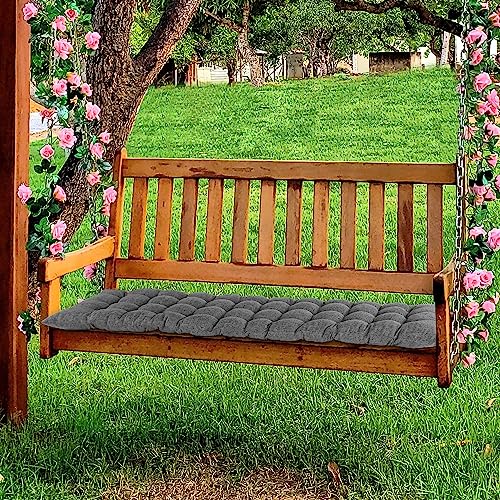 ELFJOY Lounge Chair Cushion Faux Linen Zero Gravity Chair Cushion with Ties Thick Padded Long Bench Cushion for Recliner Chaise Longue Sun Lounger Bench Porch Swing Dark Grey 63 Inch - color: Dark Grey