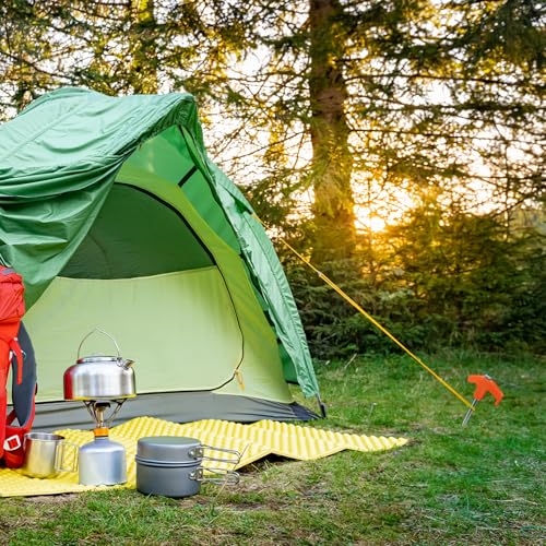 Goaste 24 Pack 8 Inch Heavy Duty Tent Stakes, Galvanized Non-Rust Steel Tent Stake, Metal Tent Pegs with Nail Puller, Orange Ground Anchors for Canopies, Camping Patio, Garden, Grassland, Outdoor
