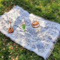 White Picnic Blanket, Extra Large Soft Cotton Gauze Picnic Rug 71"x71", Lightweight Breathable Blanket, Machine Washable for Beach, Camping, Park, Couples (Sketchy Joy - No Straps) - color: Sketchy Joy
