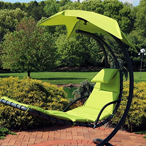 Sunnydaze Hanging Chair Cushion Replacement and Floating Umbrella Fabric Only - Curved Hanging Lounge Chair Cushion Replacement - Green - color: Apple Green