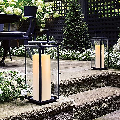 Homemory 4" x 10" Large Waterproof Outdoor Flameless Candles, Battery Operated LED Pillar Candles with Remote and Timers for Indoor Outdoor Lanterns, Long Lasting, Dark Ivory, Set of 2 - color: Dark Ivory, size: 4"x 10"