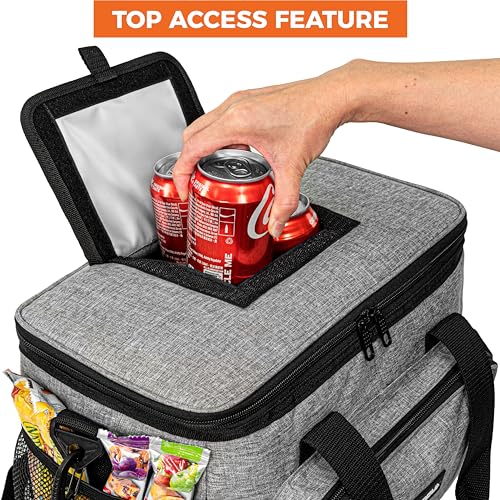 OPUX Soft Cooler Bag, Insulated Collapsible Lunch Cooler Tote for Men Work Camping Beach Travel, Portable Soft Sided Leakproof Waterproof Large Lunch Bag Box with Shoulder Strap 30 Cans, Heather Gray - color: Heather Gray, size: 30 Cans