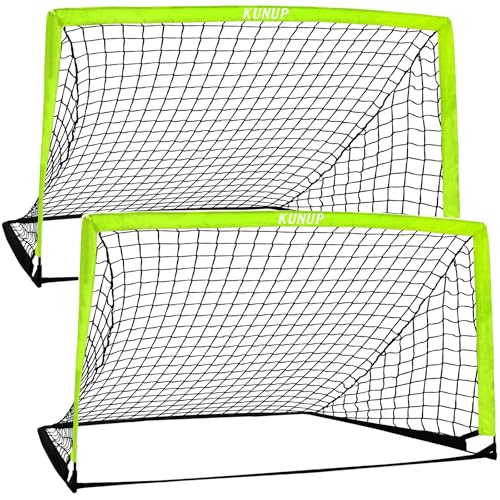 2 of 5×3 6x4 9x5 FT Portable Kids Soccer Goals Set, Foldable Soccer Practice Nets for Backyard with Carrying Bag for Toddler Youth Pop Up Soccer Training Equipment Indoor Outdoor Sports Game Gift - color: Optic Green, style: 6x4FT
