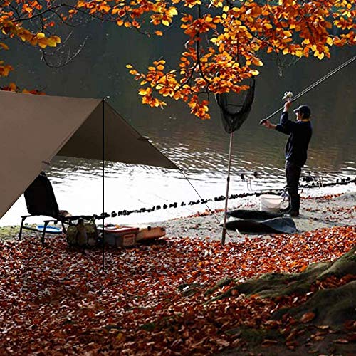 KALINCO Waterproof Camping Tarp Tent Hammock Rain Fly, 13X13FT, Mutifunctional Tent Footprint Lightweight Tarp for Camping, Hiking and Survival Shelter - color: Coffee-4x4m