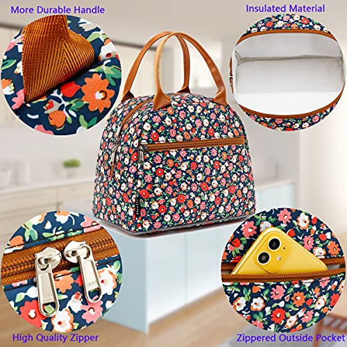 FlowFly Insulated Lunch Cooler Bag - Tote Bag Organizer for Women/Men, Floral#Red - color: Floral#Red