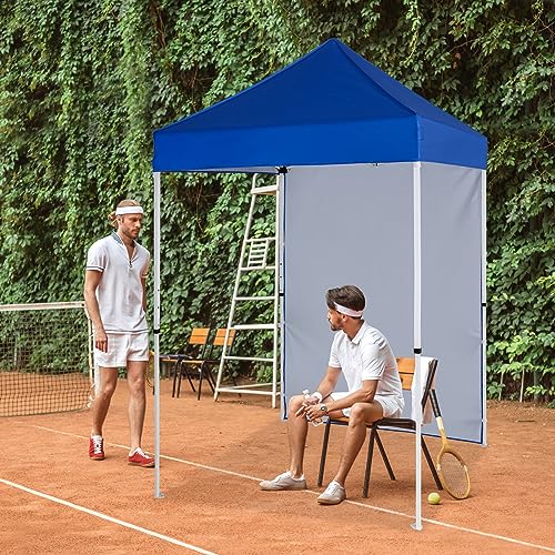 EAGLE PEAK Pop up Canopy 5x5, Outdoor Portable Canopy Tent with One Removable Sunwall, Carry Bag Included, Blue - color: Blue