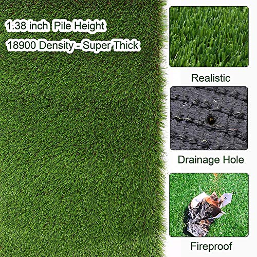 Petgrow Artificial Realistic & Thick Fake Mat for Outdoor Garden Landscape Pet Pad Dog Synthetic Grass Rug Turf (10FTX10FT(100 Square FT) - size: 10FTX10FT(100 Square FT)