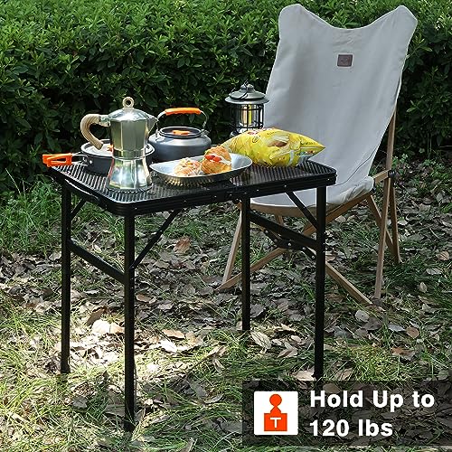 JOUYEK Camping Table, 2x1.3 FT Portable Folding Grill Table, Lightweight Height Adjustable Metal Tables with Mesh Desktop and Mesh Bag, Outdoor Tables for Camping, Picnic, Beach and BBQ, Black - style: 2x1.3 FT