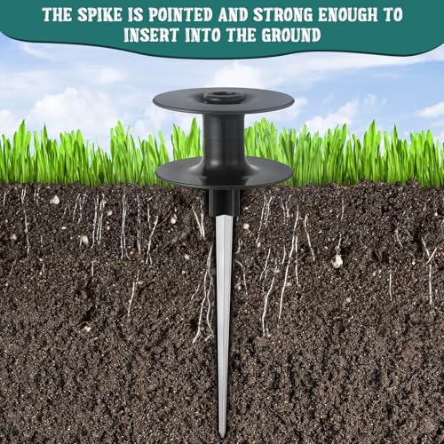 Chumia 6 Pieces 10 Inch Garden Hose Guide Spike, Zinc Coated Rustproof Heavy Duty Metal Stake with Top, Keeps Garden Hose out of Flower Beds, Guard for Yard Plant Protection (Black) - color: Black
