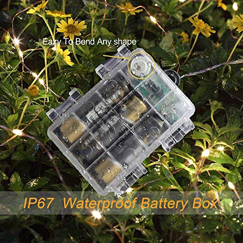 33Ft String Lights Battery Operated with Remote Control Timer, 100LED 4 Pack Waterproof 8 Modes Copper Wire Twinkle Fairy Lights for Bedroom Indoor Outdoor Wedding Dorm Christmas Decorations - style: 33ft, Warm White