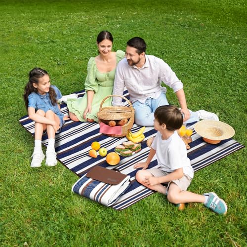 scuddles Extra Large Picnic Blanket – 60" x 80" Waterproof Outdoor Mat with Soft Dual-Layer Comfort, Foldable Travel Rug for Beach, Camping, Lawn, Parks & Family Picnics - color: Brown