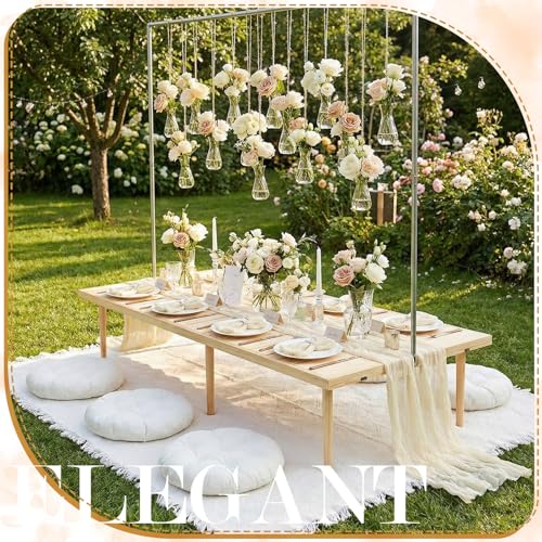 Beeveer 91 x 71'' Extra Large Outdoor Picnic Blanket with Table Runner Napkins and Floor Pillows Cushions for Picnic Party Camping Wedding Bachelorette Birthday Baby Shower Decor(6 Set,Beige) - color: Beige