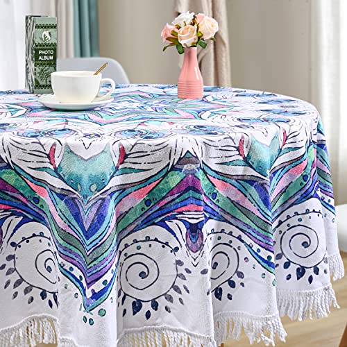 Benefeet Sox Beach Towel Large Round Mandala Pool Towels Tassels Microfiber Quick Dry Beach Blanket Throw Bohemian Roundie Swim Pool Circle Towel, 59 Inches - color: Mandala, Blue White