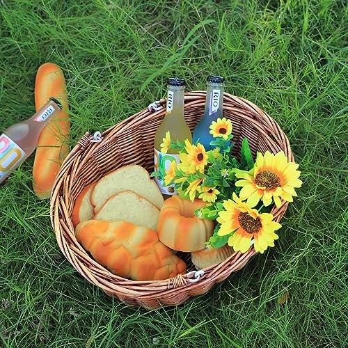 Wicker Picnic Baskets with Handles.Kingwillow. (Brown) - color: Brown