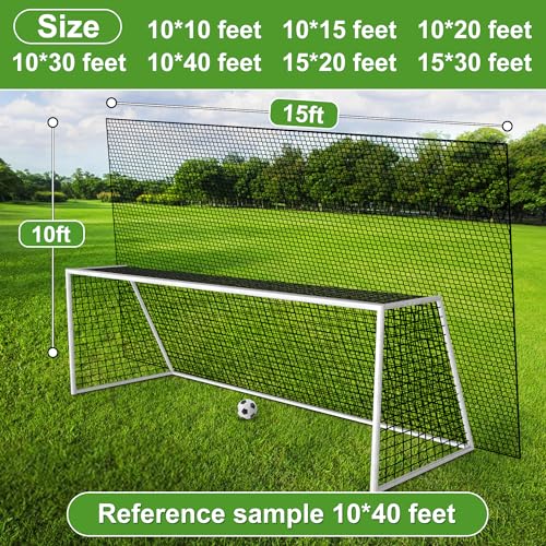 Heavy Duty Nylon Soccer Net, Easy to Install Sport Netting Barrier with Rope and Buckles, 10ft/15ft/20ft/30ft/40ft