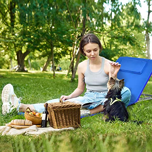 Giantex Beach Chairs for Adults 2 Pack Set with Side Table, Folding Lounge Chairs, 5 Position Adjustable Lawn Chair for Sunbathing, Patio Chaise Lounge Lightweight Backpack Camping Chairs (Navy) - color: Navy