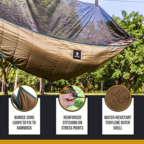 OneTigris Hideout Hammock Underquilt, Lightweight 4 Season Hammock Gear for Camping, Hiking, Backpacking, Travel, Beach, Backyard, Patio, Portable - color: Coyote Brown
