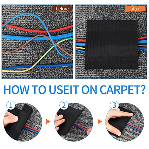 WILLBOND Carpet Cord Cover Cable Grip Floor Cover Cable Protector Management Only for Commercial Office Carpet(Black,39.37 ft) - color: Black, size: 39.37 Ft