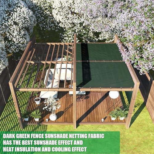 LITA 4' x 22' Garden Privacy Fence Screen Cover (HDPE) UV Protection Weather-Resistant Heavy Duty Shade Cover for Deck, Patio, Backyard, Outdoor Pool, Porch, Railing, Dark Green, Customizable - size: 4 x 22 Feet