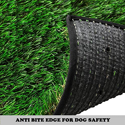 HQ4us Dog Grass Pad with Tray Small 23" x 16" Dog Litter Box Toilet for Puppy (No Grate) with 2×Artificial Grass for Dogs with Hemmed Edge, Pee Pads for Dogs, Realistic, Less Stink, Potty for Balcony - size: S 23”×16” for Dog＜ 19" Length