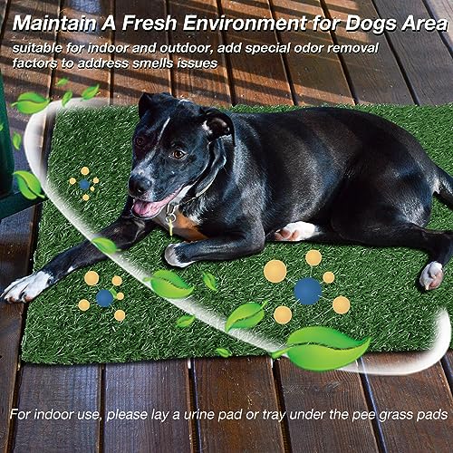 GLOBREEN Puppy Artificial Grass Pee Pad for Dogs Potty Training - 18 x 14 Inches Replacement Pet Fake Grass Mat 2 Pack, Reusable & High Drainage & Anti Odors - size: 18"x14"