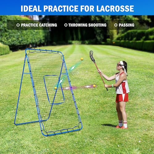 Volleyball Baseball Rebounder Net, Softball Rebounder Pitchback Net Quick Adjustments, Quick Adjustments Lacrosse Bounce Back Practice Equipment, Ideal for Outdoor Indoor and Backyard Training - size: 7ftx4ft, style: Multi-Sport Rebounder Net