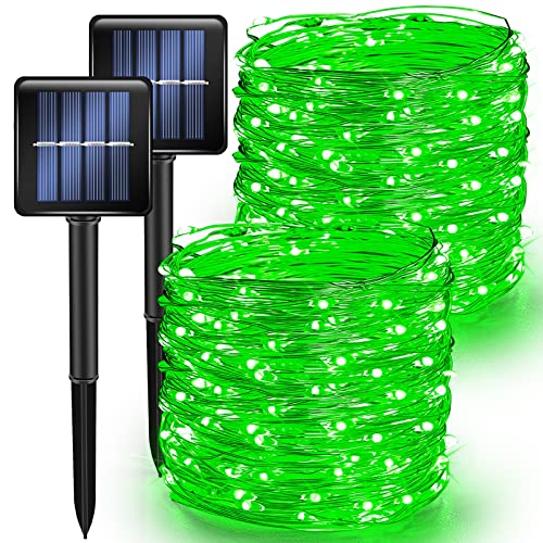 TW SHINE Green Solar String Lights Outdoor, Total 80 FT 240 LED Solar Powered Waterproof Fairy Lights 8 Modes Copper Wire Christmas St. Patrick's Day Party Tree Wedding Yard Decorations, 2 Pack - color: Green, size: 2 Pack