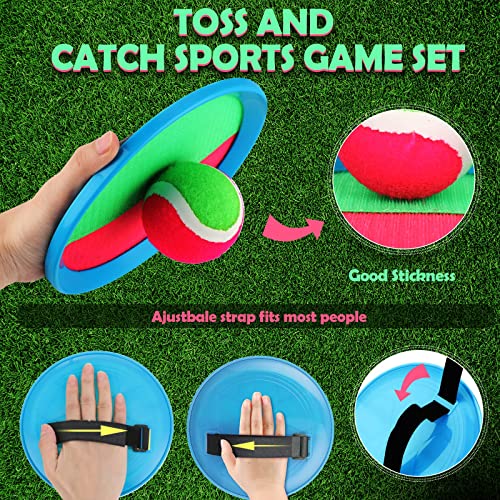 Charniol Kids Toys Toss and Catch Game Set Beach Game Outdoor Ball Sports Games Toss and Catch Ball Nylon Toys for Kids Adults(Pink, Green,Light Blue,12 Paddles 6 Balls) - color: Pink, Green,light Blue
