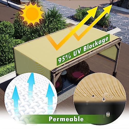 ColourTree 5' W x 5' L Brown Pergola Sun Shade Canopy Replacement Cover UPF50, Commercial Grade 260 GSM Cloth for Outdoor Patio, Includes Stainless Steel Weighted Rods (We Make Custom Size)