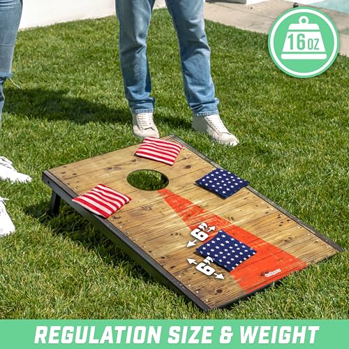 GoSports Official Regulation Cornhole Bean Bags Set of 8 – for Competitive Cornhole Games - All Weather - American Stars and Stripes or Red and Blue - color: American Stars and Stripes