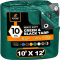 Heavy Duty Poly Tarp 10 Feet x 12 Feet 10 Mil Thick Waterproof, UV Blocking Protective Cover - Reversible Green and Black - Laminated Coating - Grommets - by Xpose Safety - color: Green/Black, size: 10 Feet X 12 Feet